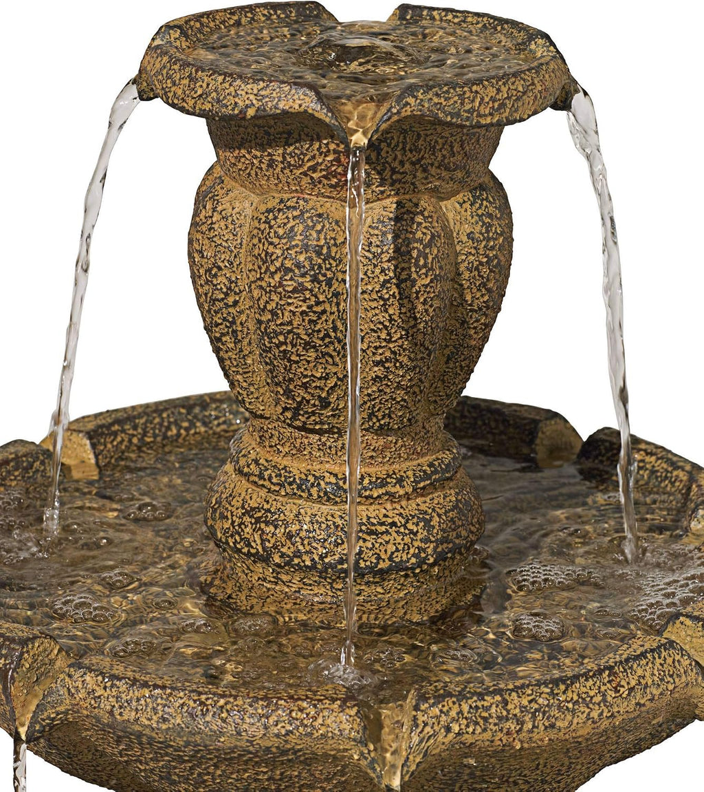 Tuscan Garden 41 1/2' High Large Traditional Italian Indoor Outdoor Decor Dark Faux Stone Floor Fountain Waterfall Tiered Standing Water Feature for Outside Patio Yard Backyard Porch - John Timberland