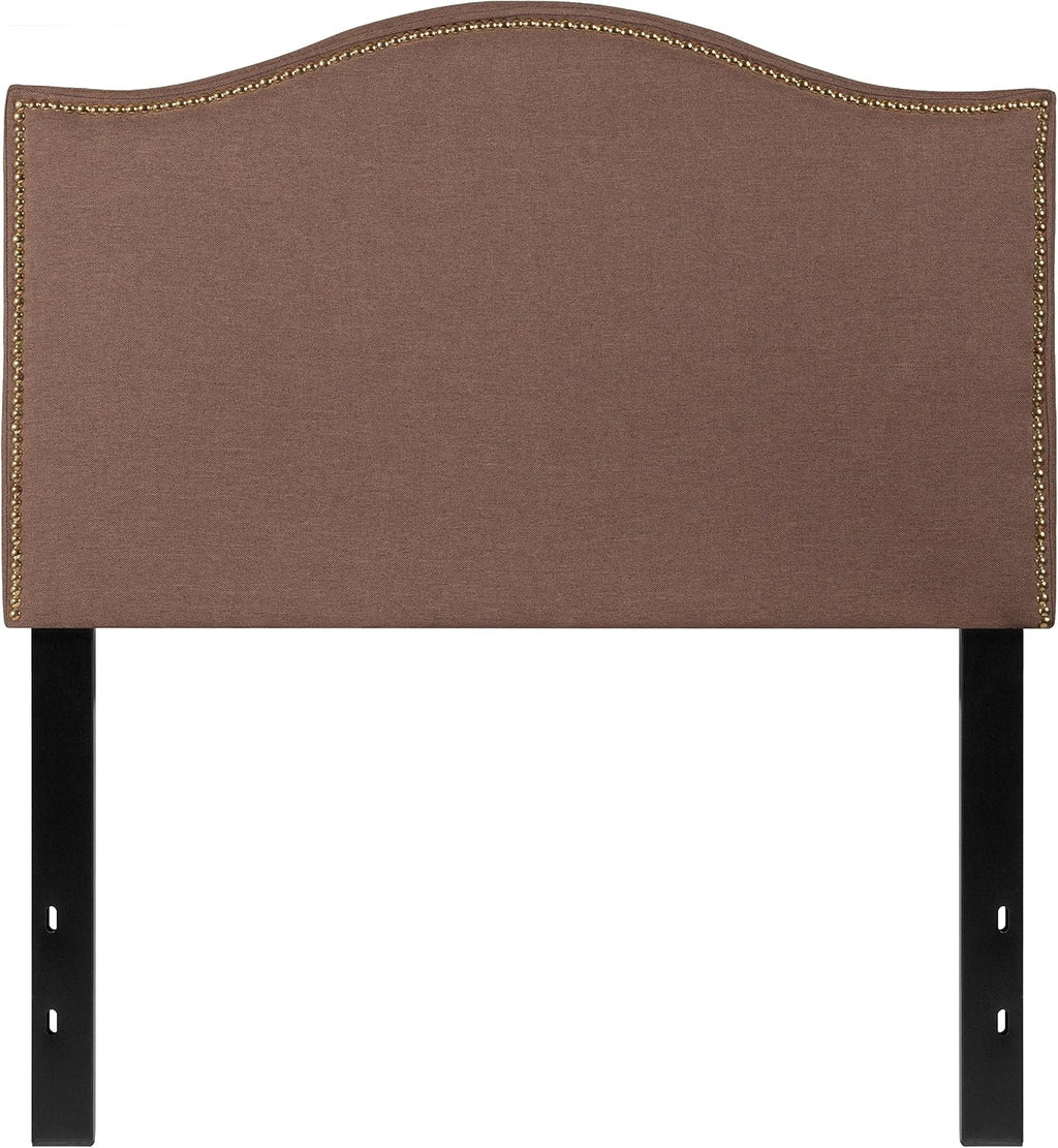 Flash Furniture Lexington Upholstered Twin Size Headboard with Accent Nail Trim in Camel Fabric