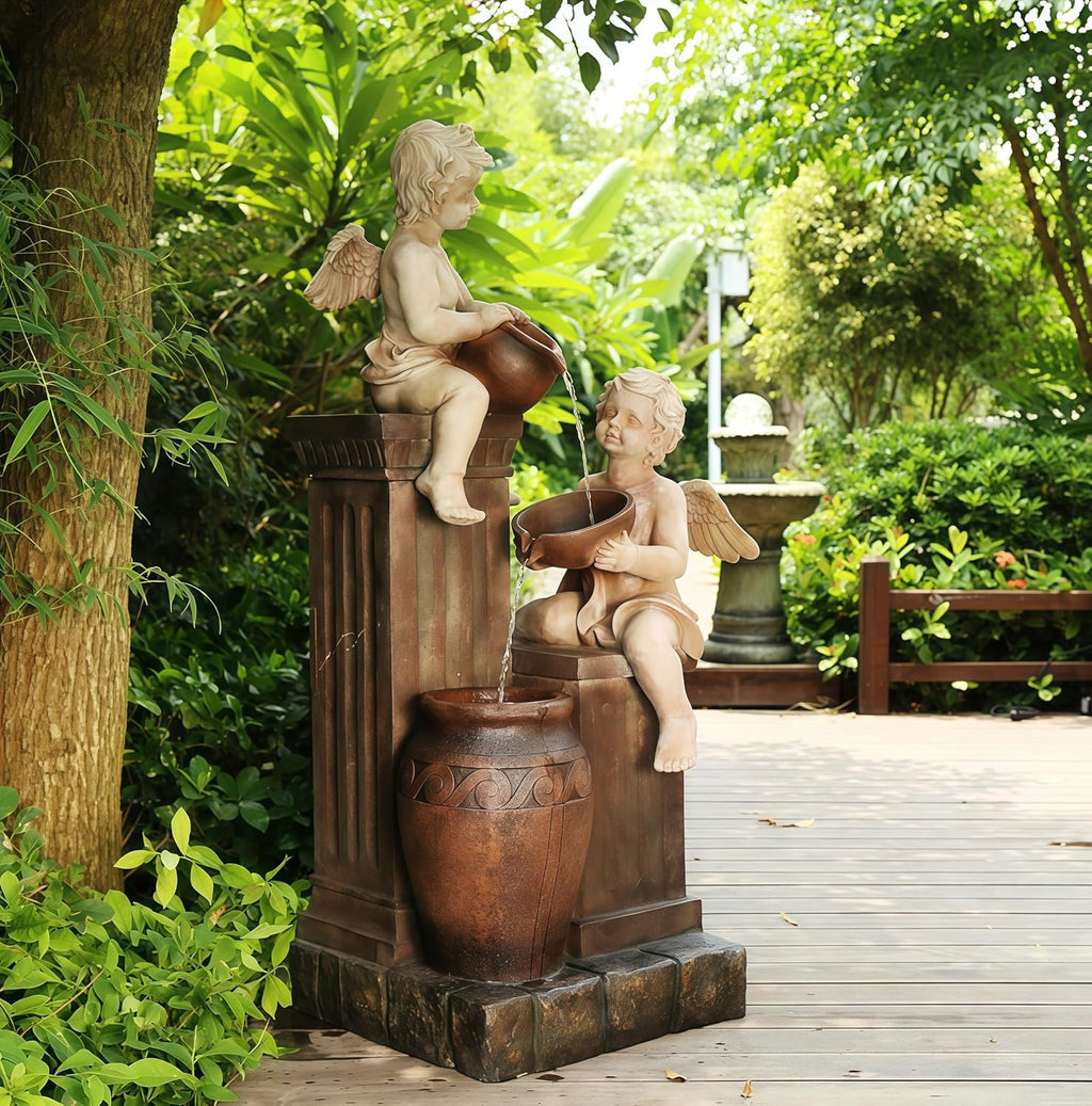 Top Outdoor Water Fountain Outside, Garden Water Fountain Decor for Gardens, Landscaping, Patios, Lawns (Large)