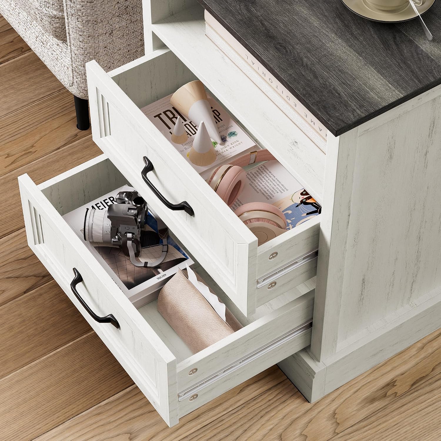 Tradare Farmhouse Dresser and Nightstand Sets 3 Piece, Nightstands Set of 2 & 6 Drawers Dresser for Bedroom, 55' Wide and 24' Inch Night Stand Set for Bedroom, Living Room, Hallway, Brown