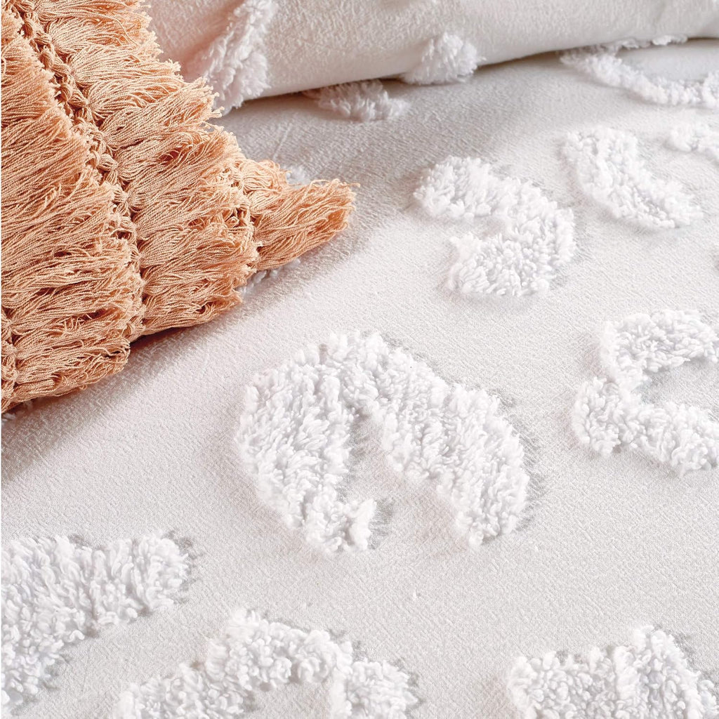 Peri Home 100% Cotton 2-Piece Comforter and Sham Set (White Chenille Leopard, Twin XL)