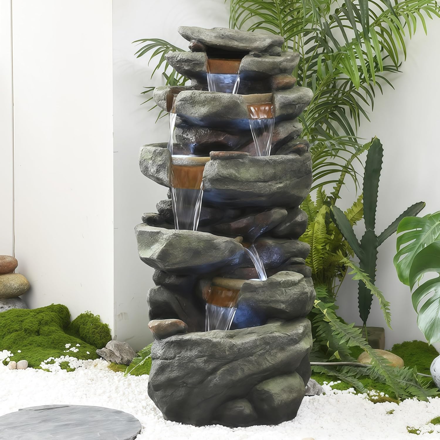Top Outdoor Water Fountain Outside, Garden Water Fountain Decor for Gardens, Landscaping, Patios, Lawns (Large)