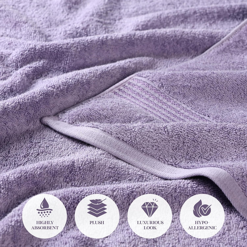 Superior Egyptian Cotton 12-Piece Towel Set, Assorted Towels for Home Bathroom, Decor Essentials, Includes 4 Bath, 4 Hand, 4 Face Towels/Washcloths, Quick Dry, Absorbent, Royal Purple