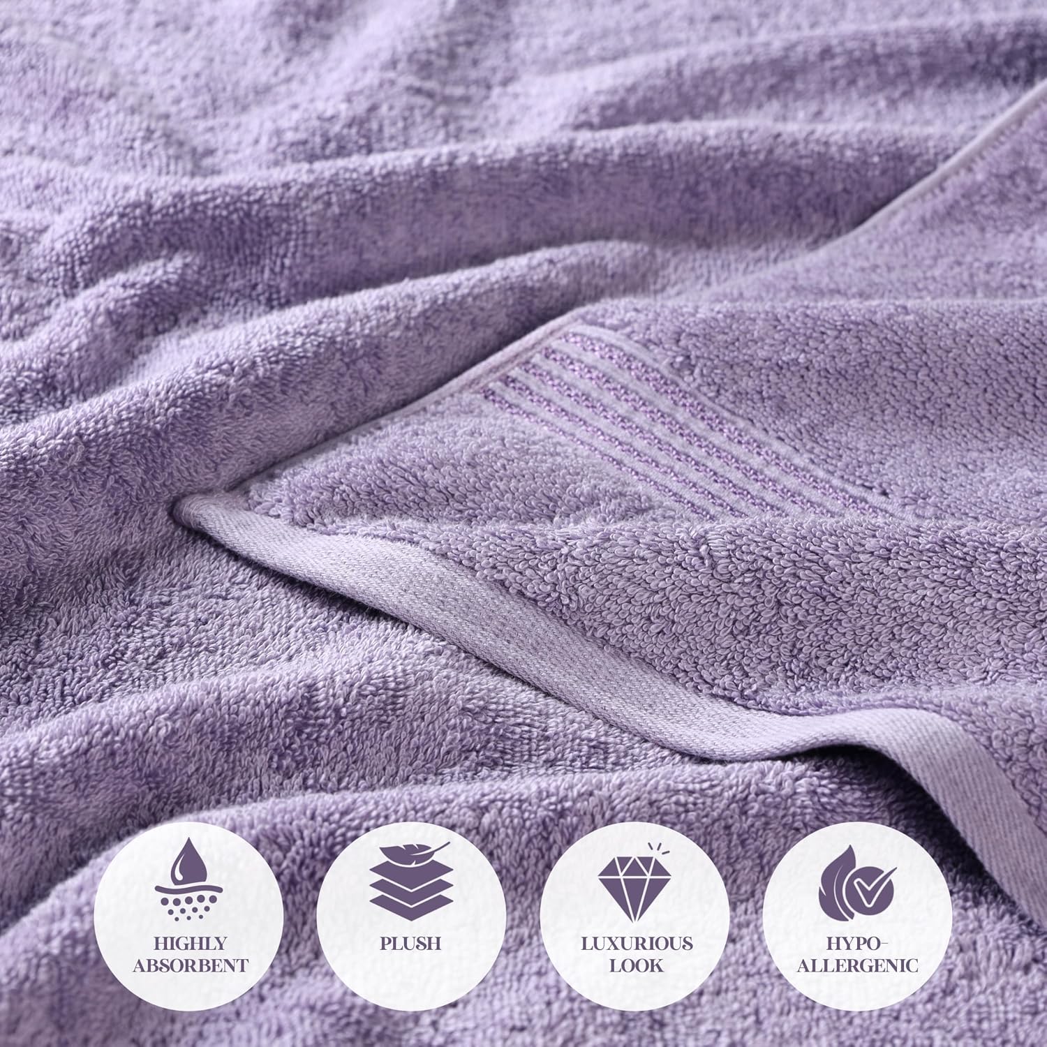 Superior Egyptian Cotton 12-Piece Towel Set, Assorted Towels for Home Bathroom, Decor Essentials, Includes 4 Bath, 4 Hand, 4 Face Towels/Washcloths, Quick Dry, Absorbent, Royal Purple