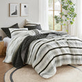 Madison Park King Comforter Set and Quilt Set, Boho Comforter for King Size Bed with Diamond Quilted Coverlet Set, All Season King Size Bedding, Matching Shams, Carolina, King/Cal King Black 7 Piece