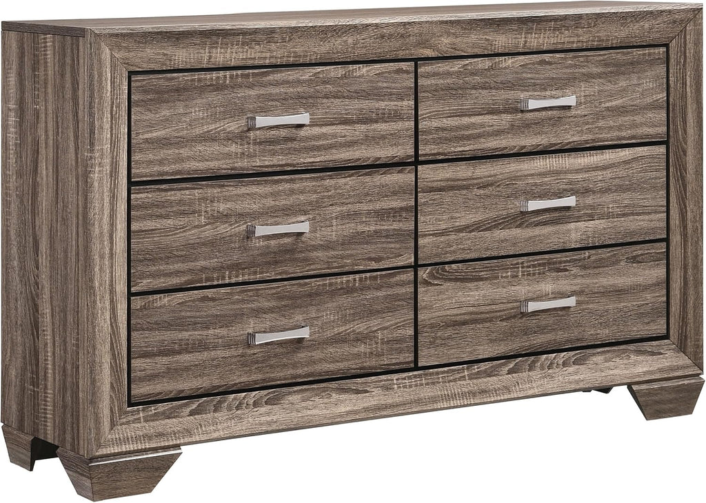 Coaster Home Furnishings Kauffman Transitional 4-Piece Bedroom Set Queen Size Storage Panel Bed Frame 54-inch Headboard Washed Taupe 204190Q-S4