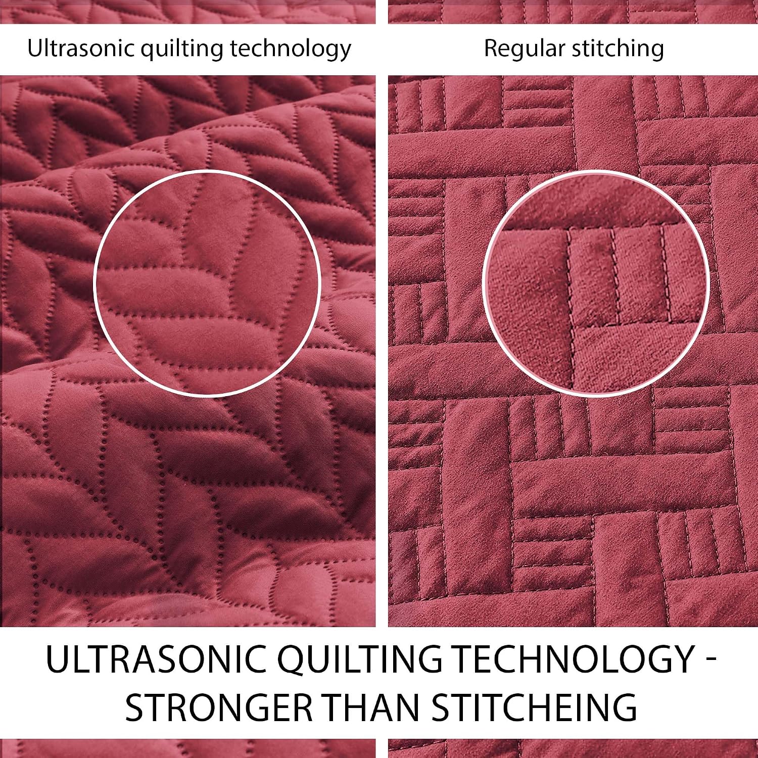 IR Imperial Rooms Twin Quilt Bedding Set (68' x 86') - Bulk Pack of 10 Wholesale for Hotels, Guest Bedroom & Airbnbs - Lightweight Microfiber Reversible Embossed Quilts Bedspreads (Burgundy)