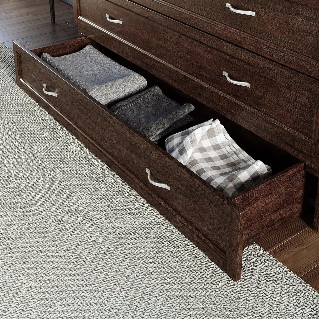 AFI, Northfield Murphy Bed Chest Queen with 6' Mattress, Storage Drawer & Built-in USB Charger, Burnt Amber