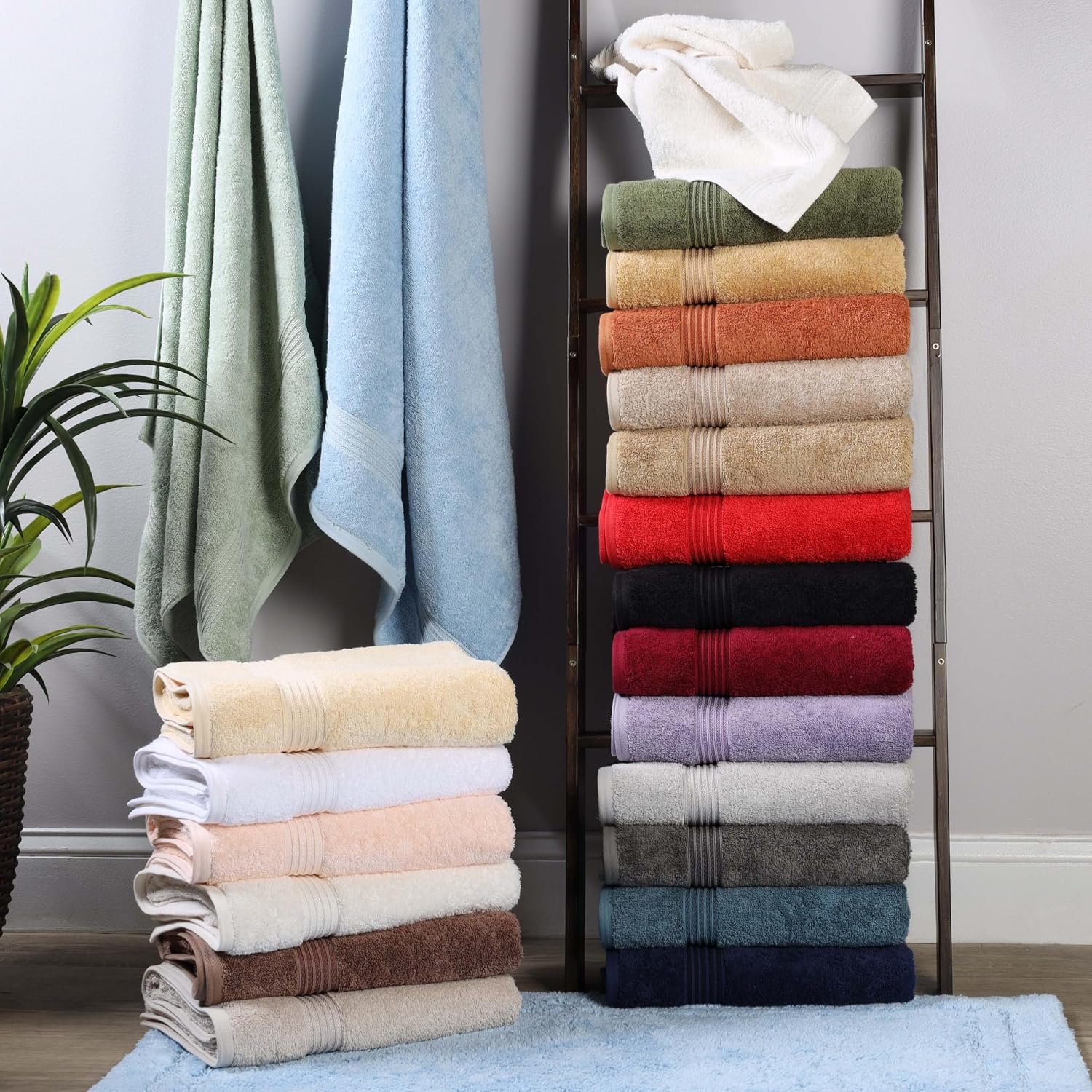 Superior Egyptian Cotton 12-Piece Towel Set, Assorted Towels for Home Bathroom, Decor Essentials, Includes 4 Bath, 4 Hand, 4 Face Towels/Washcloths, Quick Dry, Absorbent, Royal Purple