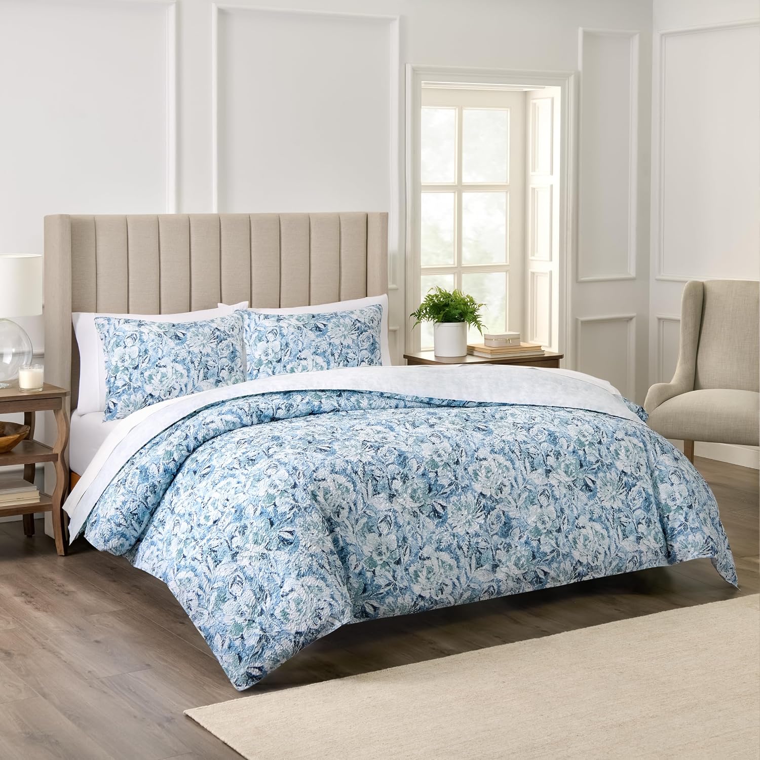 Waverly Hayden 3-Piece Microfiber Percale Comforter Set – Full Blue/Green