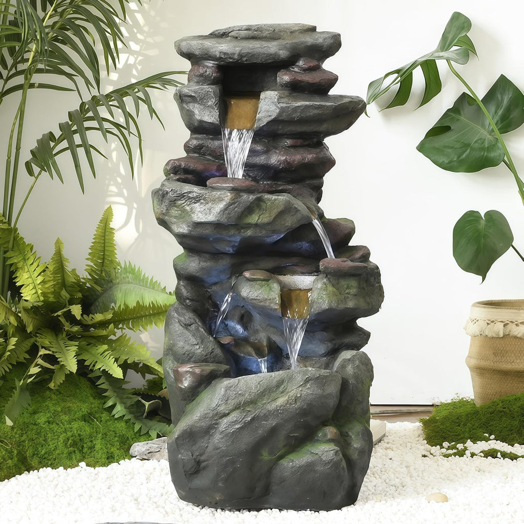 Top Outdoor Water Fountain Outside, Garden Water Fountain Decor for Gardens, Landscaping, Patios, Lawns (Small)