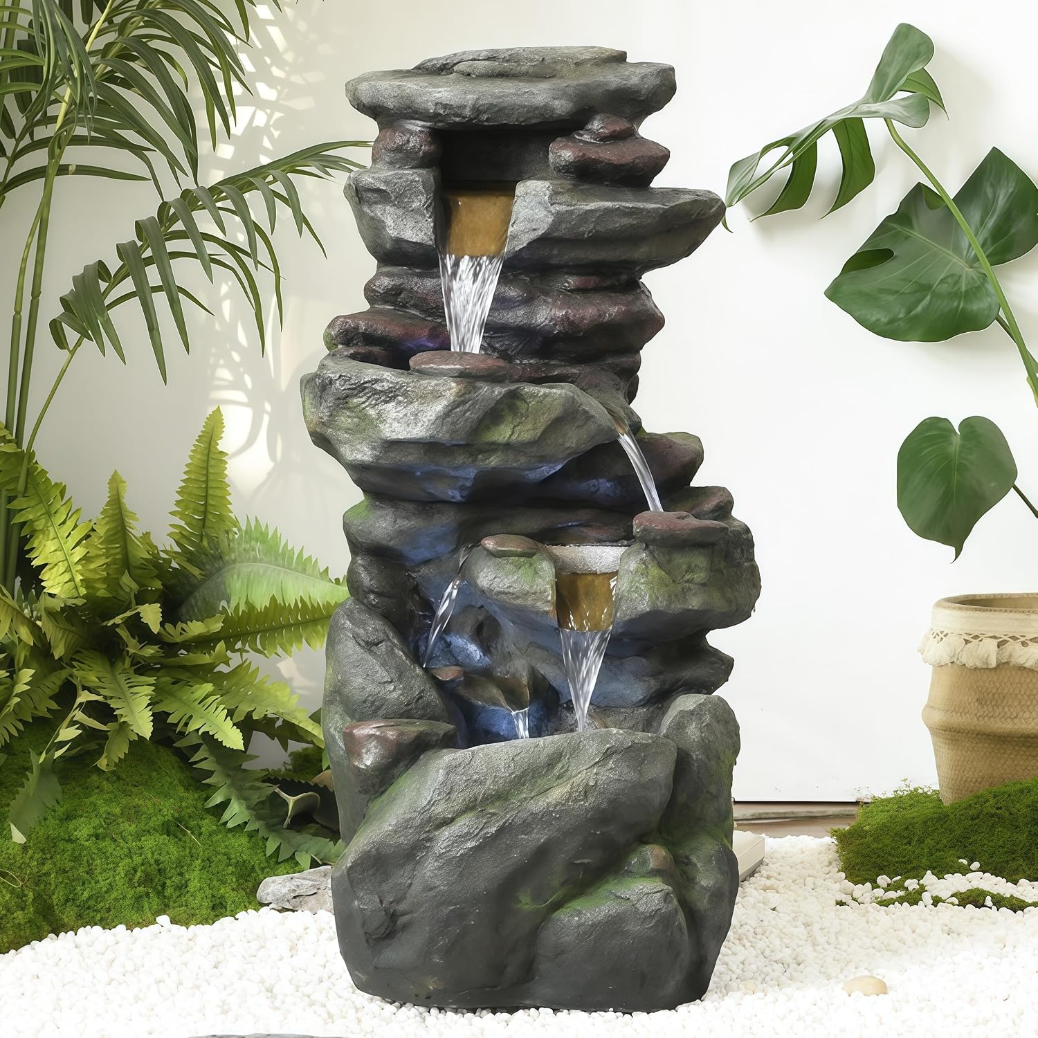 Top Outdoor Water Fountain Outside, Garden Water Fountain Decor for Gardens, Landscaping, Patios, Lawns (Small)