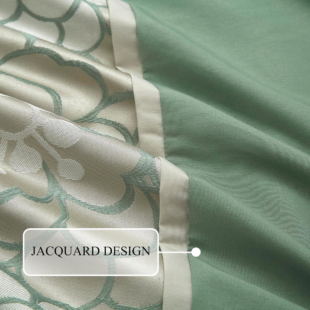 Stratford Park Green Comforter Set King Size, 7 Piece Jacquard Soft Bedding Set, All Season, Bedskirt, Pillows & Shams