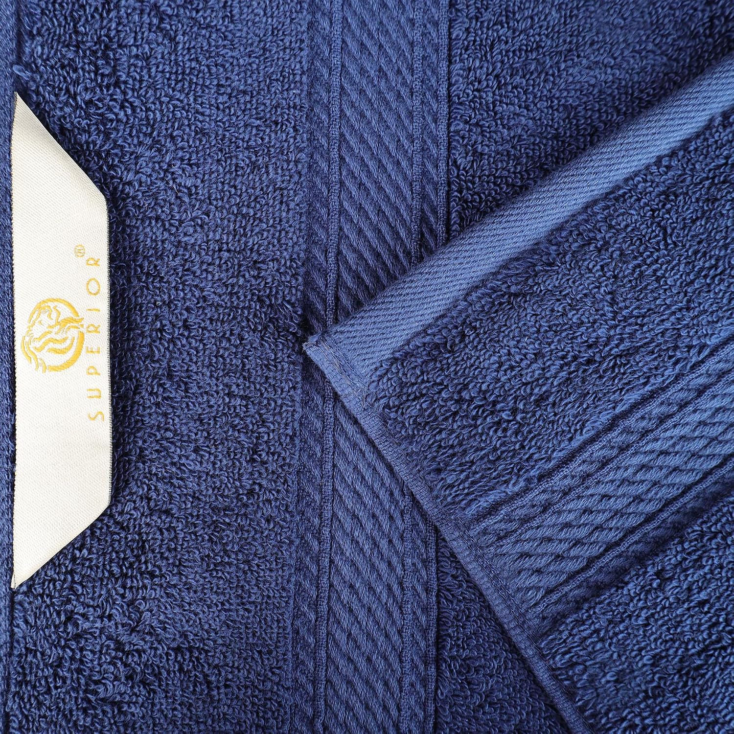 Superior Egyptian Cotton Pile 9 Piece Towel Set, Includes 3 Bath, 3 Hand, 3 Face Towels/Washcloths, Ultra Soft Luxury Towels, Thick Plush Essentials, Guest Bath, Spa, Hotel Bathroom, Navy Blue
