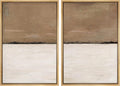 MUDECOR Framed Canvas Print Wall Art Set Brown Tan Pastel Landscape Abstract Shapes Illustrations Modern Art Decorative Bohemian Calm/Zen for Living Room, Bedroom, Office - 24'x36'x2 Natural