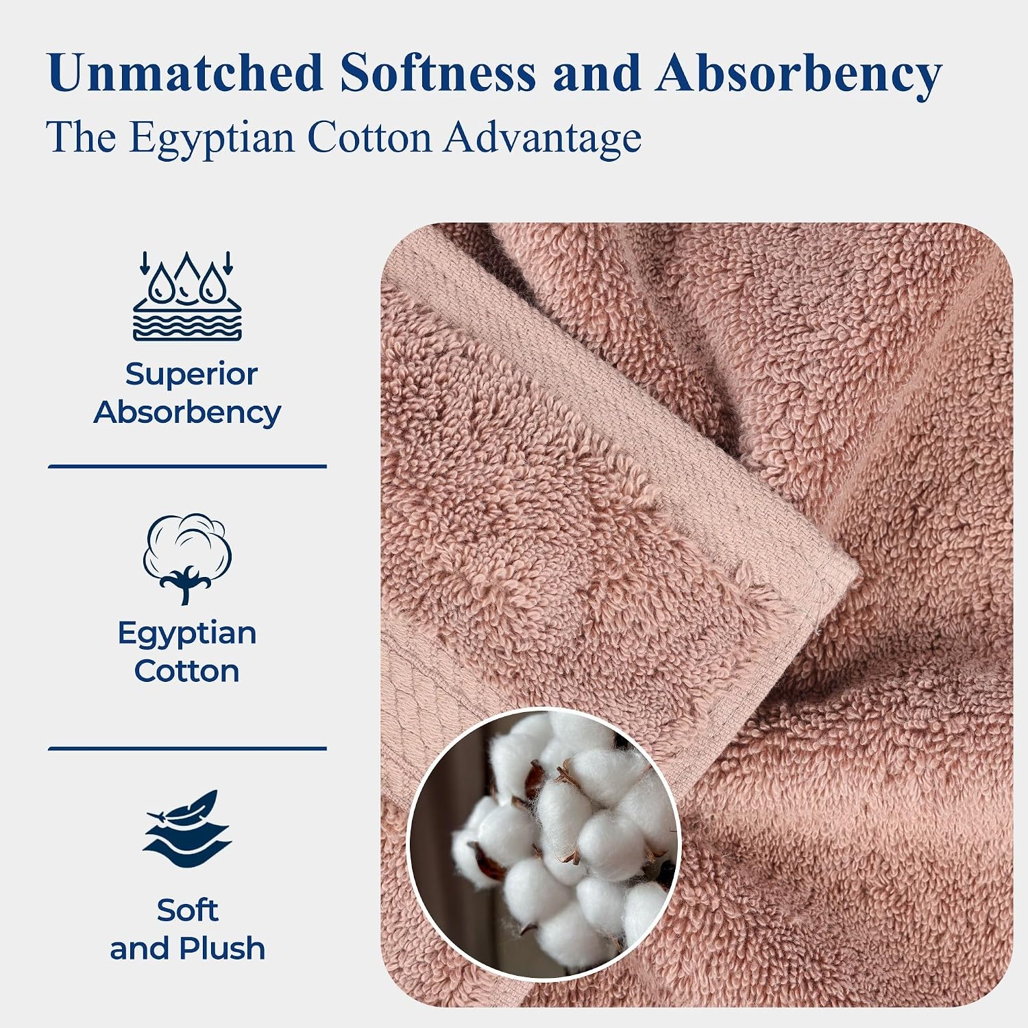 Superior Egyptian Cotton Pile Bath Towels, Ultra Soft Luxury Towel, Thick Plush Essentials, Absorbent Heavyweight, Guest Bath, Hotel, Resort, Spa, Pool, Bathroom, Shower Basics, Set of 4, Muted Mauve