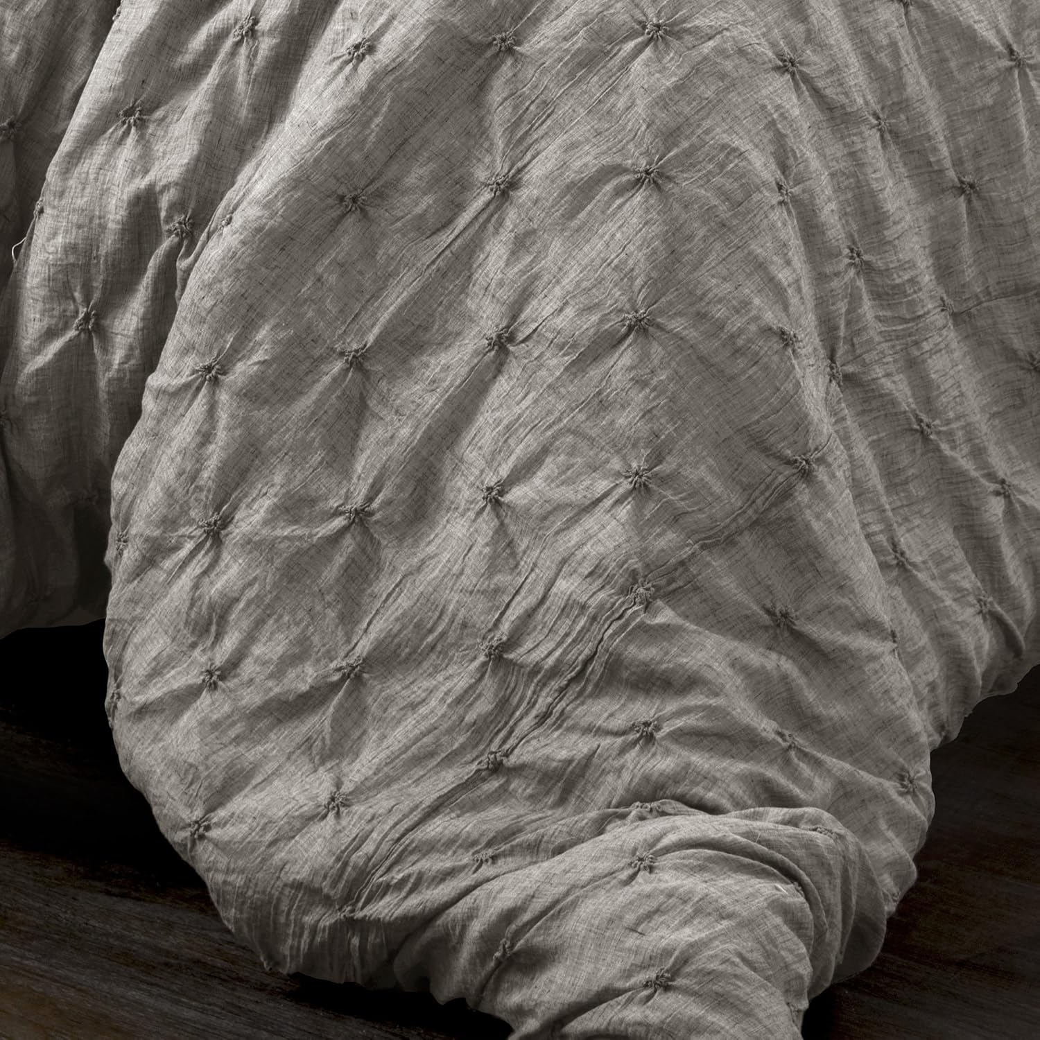 Lush Decor Ravello Pintuck Comforter Set - Luxe 5 Piece Textured Bedding Set - Traditional Glam & Farmhouse Inspired Bedroom Decor - King, Gray