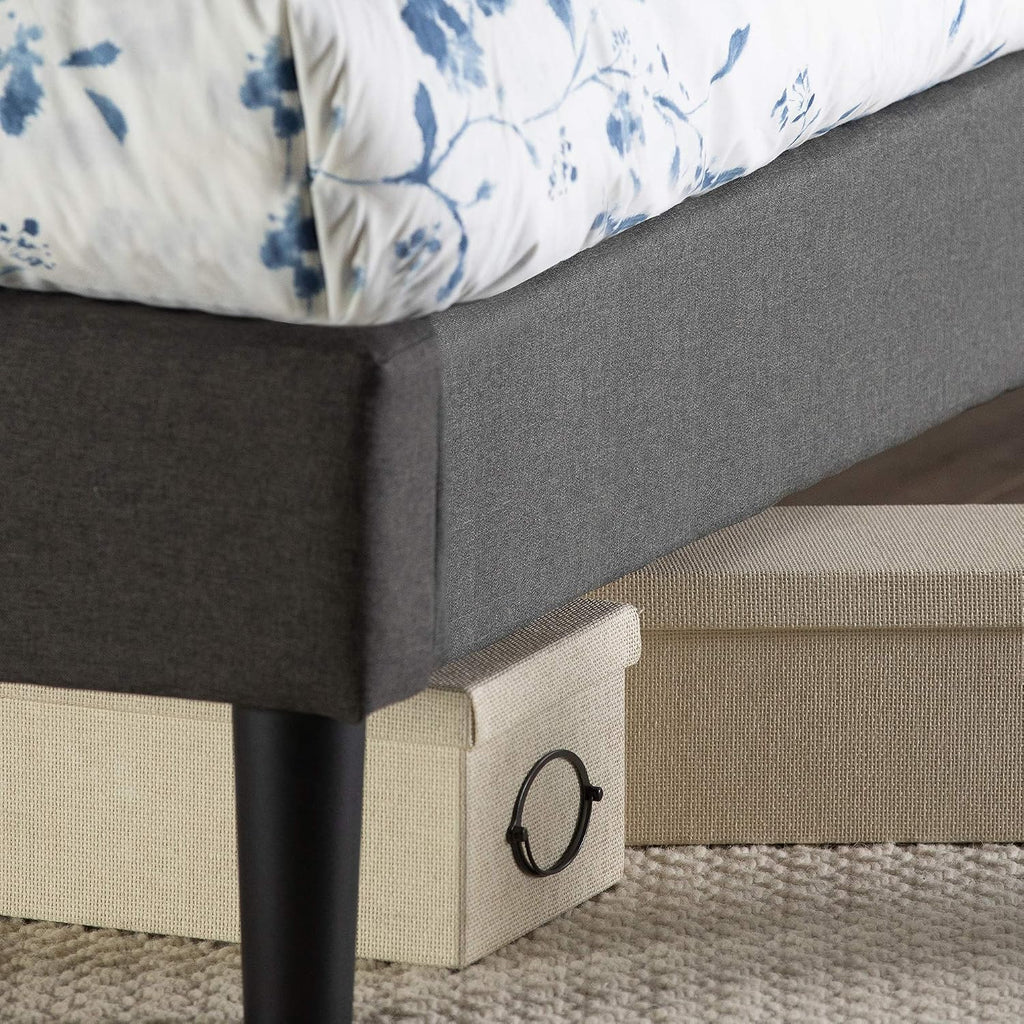 Zinus Shalini Upholstered Platform Bed Frame Mattress Foundation, Wood Slat Support, No Box Spring Needed. Easy Assembly, Twin, Dark Grey