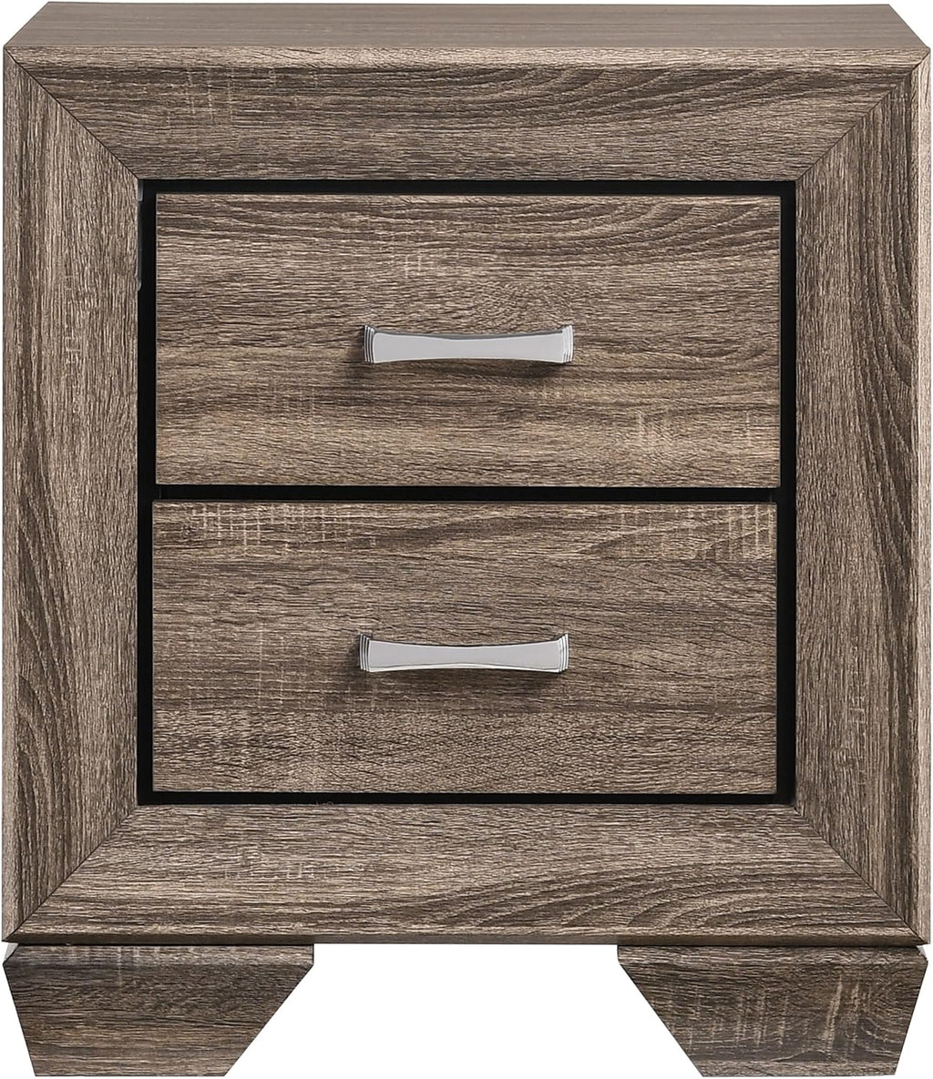 Coaster Home Furnishings Kauffman Transitional 4-Piece Bedroom Set Queen Size Storage Panel Bed Frame 54-inch Headboard Washed Taupe 204190Q-S4