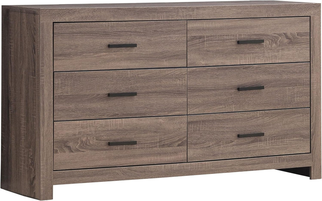 Coaster Home Furnishings Brantford Farmhouse 4-Piece Bedroom Set Queen Size Storage Panel Bed Frame 49-inch Headboard Barrel Oak 207040Q-S4