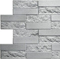 Dundee Deco PG7059-10 Grey Faux Cement Brick PVC 3D Wall Panel, 3.3 ft X 1.6 ft (98 cm X 49cm), Interior Design Wall Paneling Decor, 5.28 sq. ft. (0.48sq. m) Each, Pack of 10