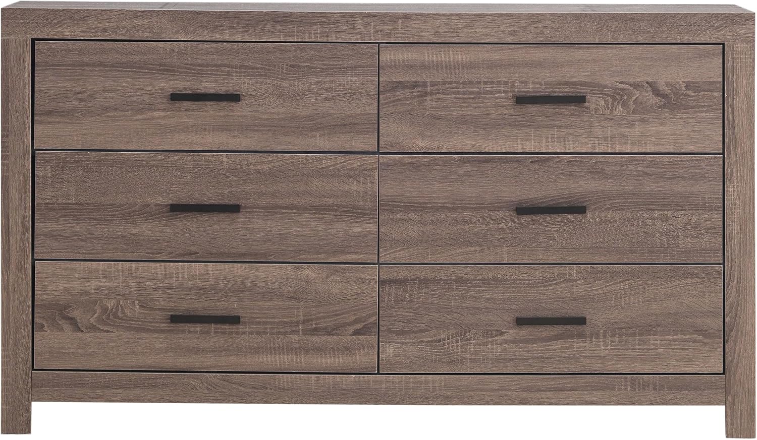 Coaster Home Furnishings Brantford Farmhouse 4-Piece Bedroom Set Queen Size Storage Panel Bed Frame 49-inch Headboard Barrel Oak 207040Q-S4