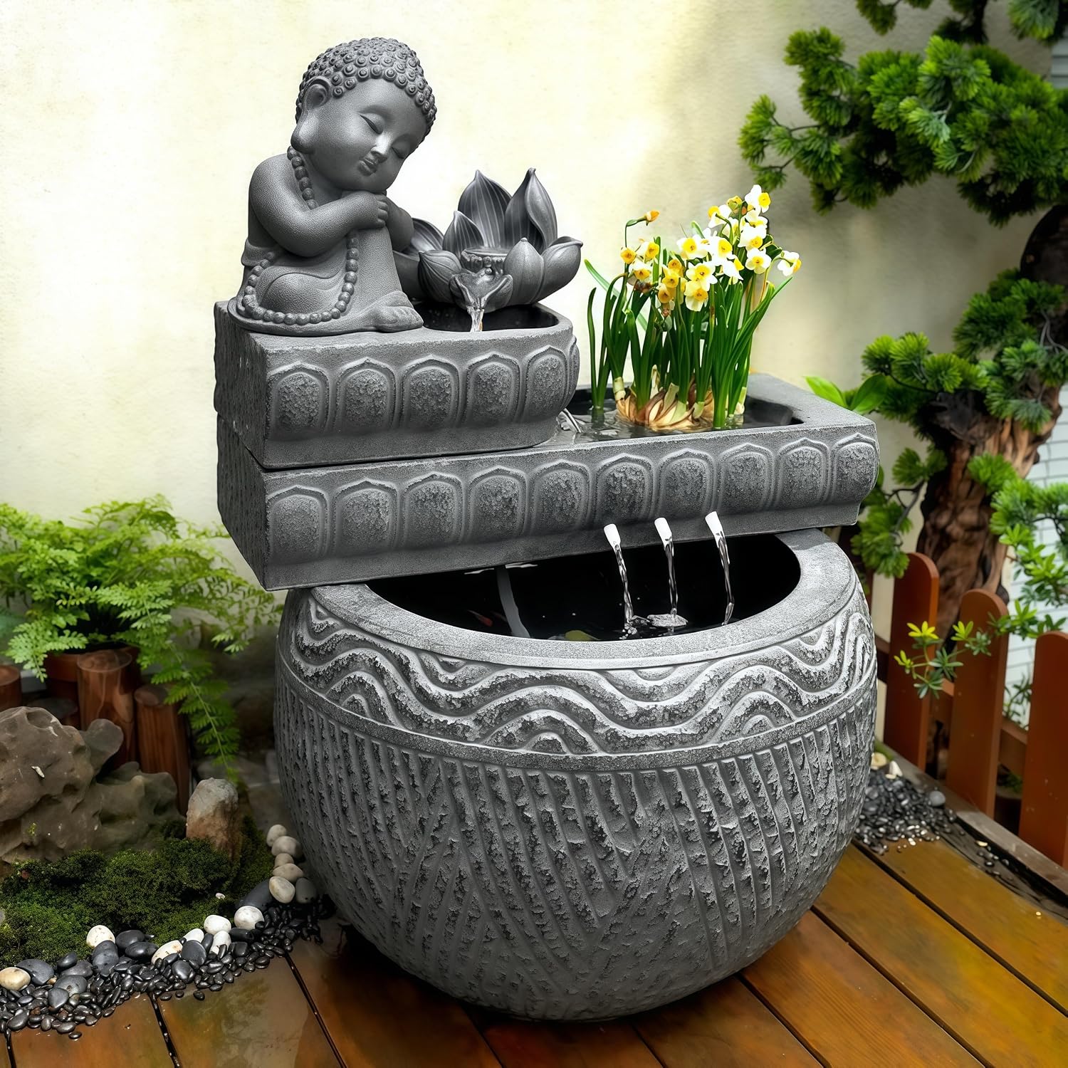 Outdoor Water Fountain Outside, Garden Fountain, Buddha Statue Outdoor/Indoor for Home, Buddha Decor & Gifts, Buddah, Buda, Budda, Buddhas, Chinese Decor & Gifts, Feng Shui