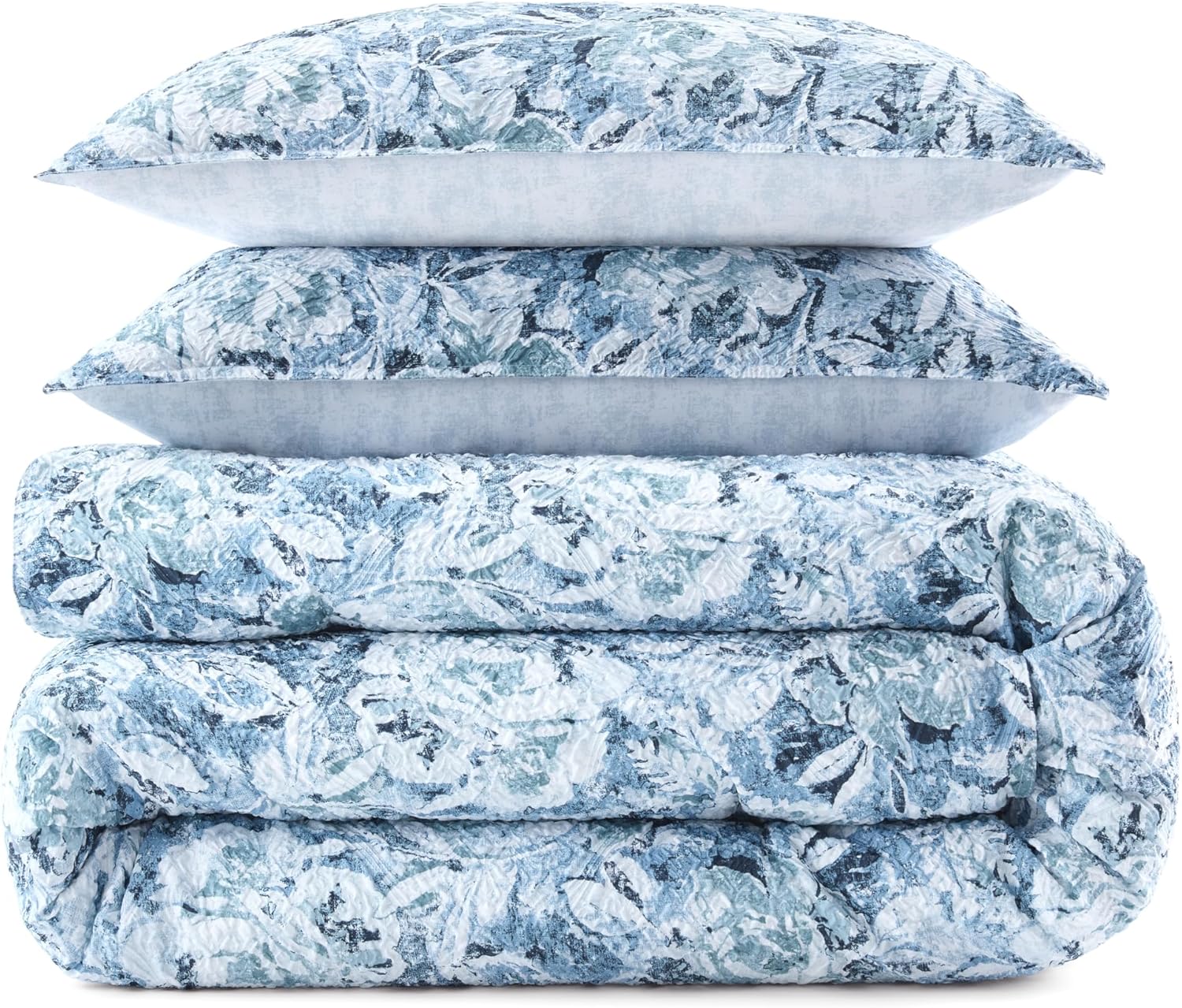 Waverly Hayden 3-Piece Microfiber Percale Comforter Set – King Blue/Green