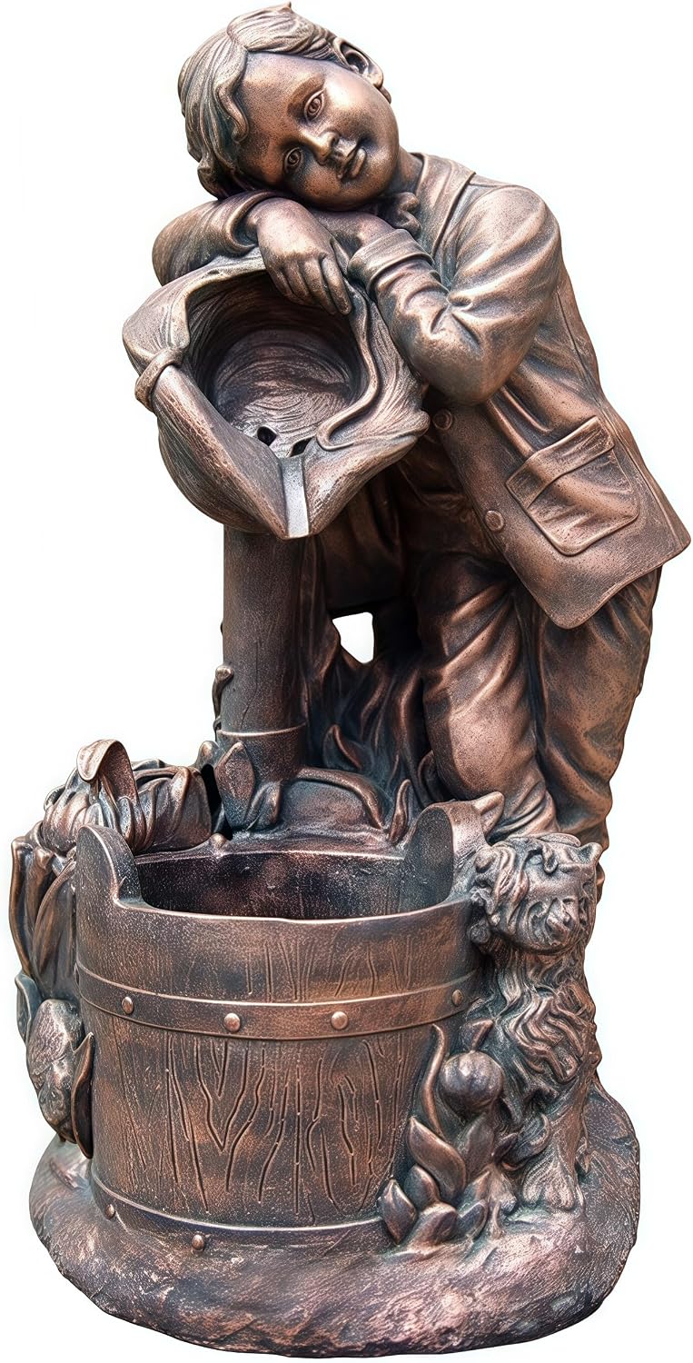 Top Outdoor Water Fountain Outside, Garden Water Fountain Decor for Gardens, Landscaping, Patios, Lawns (Bronze)