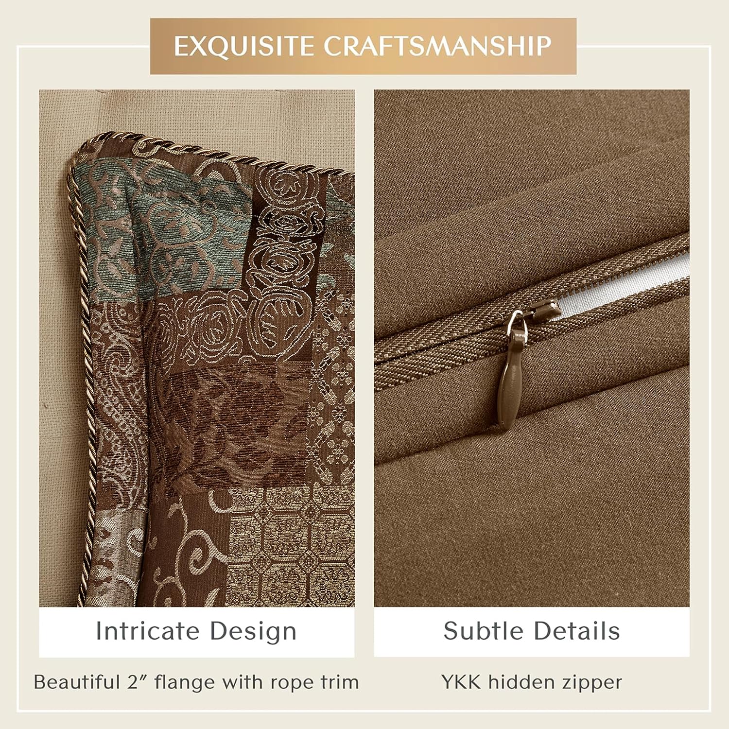 Croscill King Comforter Set, Luxe Chenille Jacquard Patchwork, Microfiber Twill Comforter for a King-Size Bed, Oversized Comforter King Bedding, 2 Shams & Bedskirt, Galleria, King, Brown