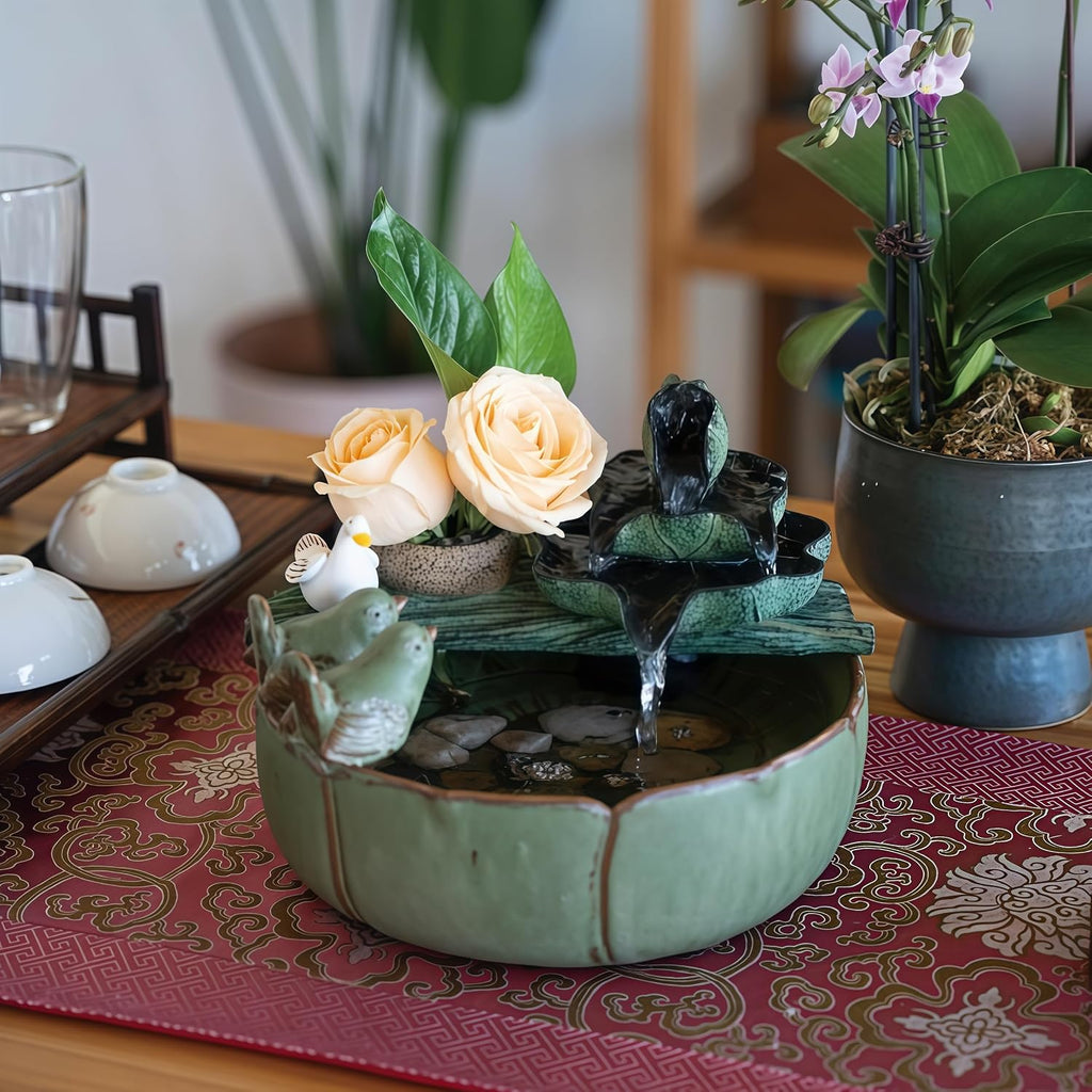 Tabletop Water Fountain Indoor - Water Fountain Decor for Meditation, Relaxation for Yoga, Study, Tea, Living Room, Office (Large Without Atomization)