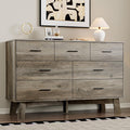 BORNOON Dresser for Bedroom with 7-Drawer, 47.2' Wide Modern Chest of Drawers with Metal Handles, X-Shape Base & Adjustable Center Leg, Anti-Tip Closet Organizers and Storage