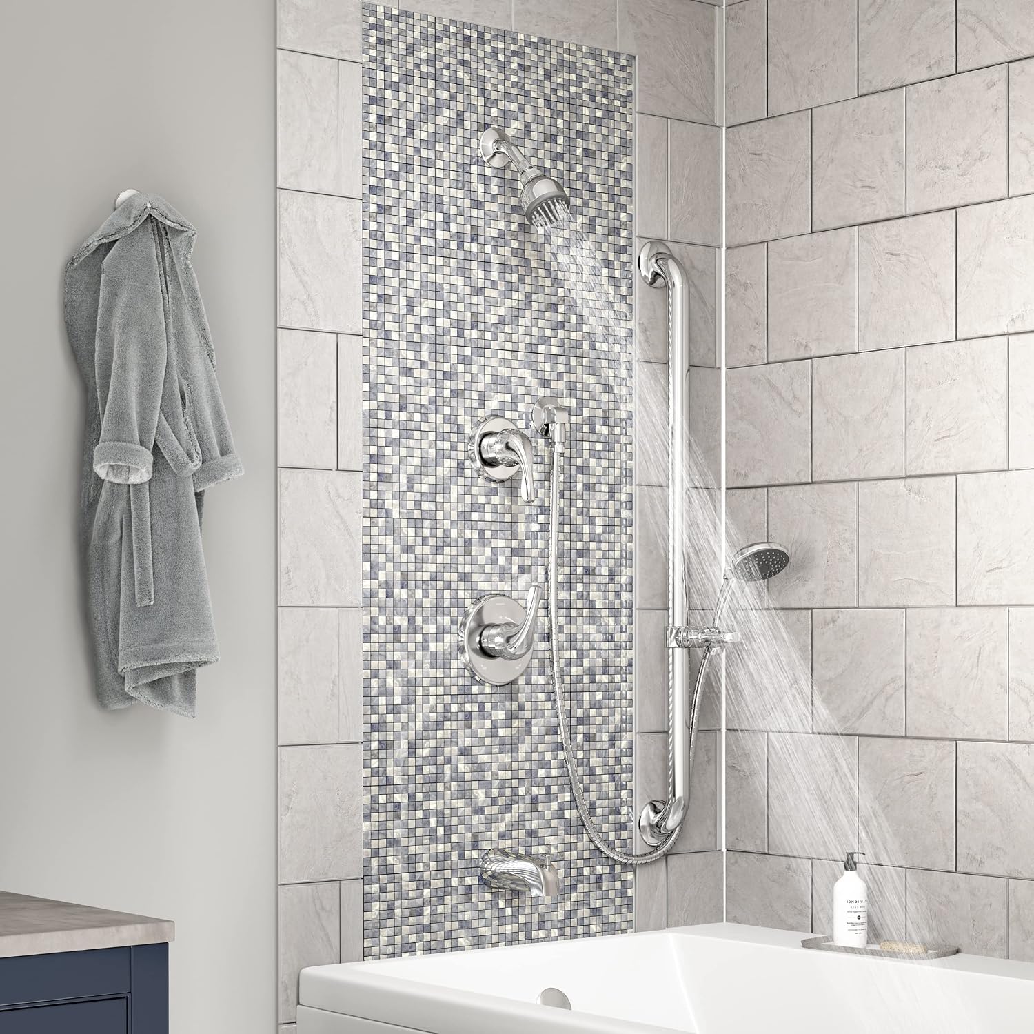 Symmons 9606-PLR-1.5-TRM Origins 2-Handle Tub and 1-Spray Shower Trim with 1-Spray Hand Shower in Polished Chrome (Valves Not Included)