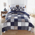 Donna Sharp Checkerboard Indigo- Queen Quilt Set, Measures 90 x 90, Includes 1 Quilt and 2 Standard Shams, Machine Washable