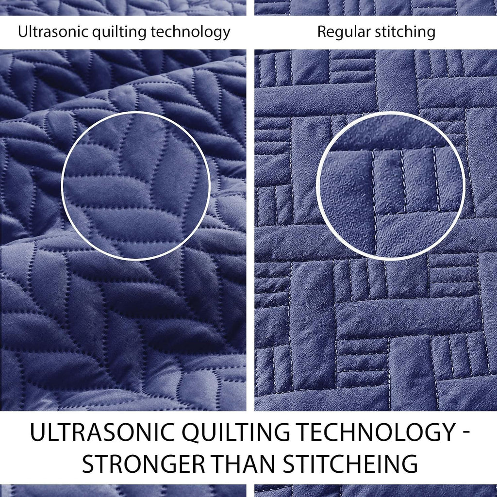 IR Imperial Rooms 8 Pack Quilt King Size Bedding (106' x 96') - Bulk Wholesale for Hotels, Guest Bedroom & Airbnbs - Lightweight Microfiber Reversible Embossed Quilts Bedspread (Navy)