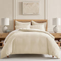 Levtex Home Cloud Waffle Full/Queen Comforter Set (90x94in) with 2 Pillow Shams (26x20in) - Solid Waffle Cotton Texture - Undyed Cream - Cotton Full/Queen Size Comforter Set - Soft, Pre-Washed