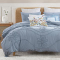 Peri Home 100% Cotton 3-Piece Comforter and Sham Set, King, Blue Retro Scroll