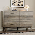 BORNOON Dresser for Bedroom with 6-Drawer, 47.2' Modern Chest of Drawers with Metal Handles, X-Shape Base & Adjustable Center Leg, Anti-Tip Closet Organizers and Storage
