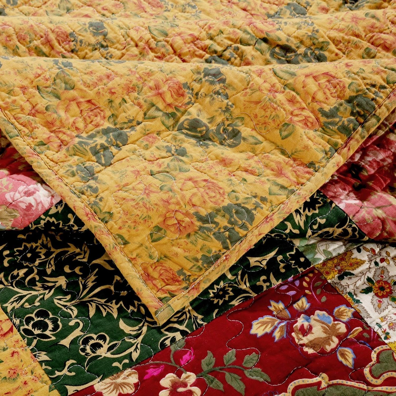 Greenland Home Antique Chic 100% Cotton Authentic Patchwork Quilt Set, 5-Piece Full/Queen