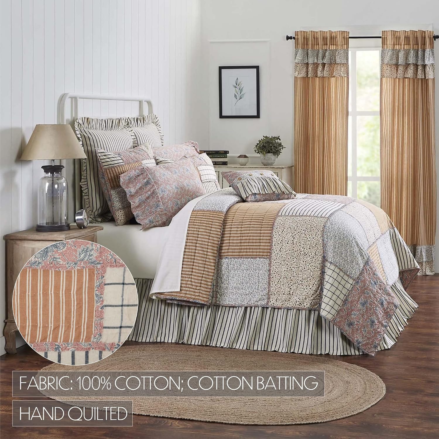 VHC Brands Kaila 5 Piece Twin Quilt Set (1 Twin Quilt, 2 Standard Shams, 2 Standard Pillowcase)