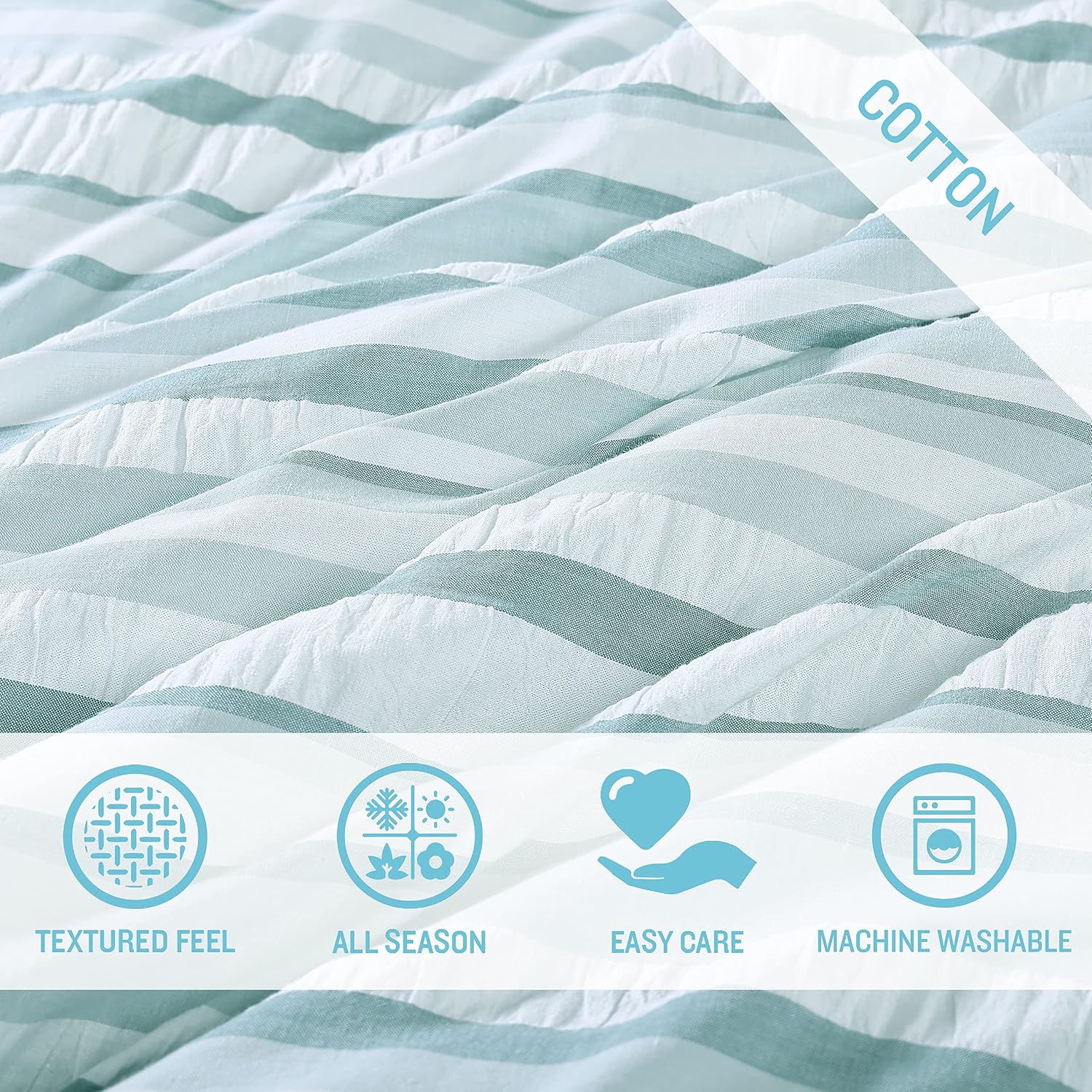 Tommy Bahama - Queen Comforter Set, Cotton Reversible Bedding with Matching Shams, Bedding Set for All Seasons (Clearwater Cay Blue, Queen)