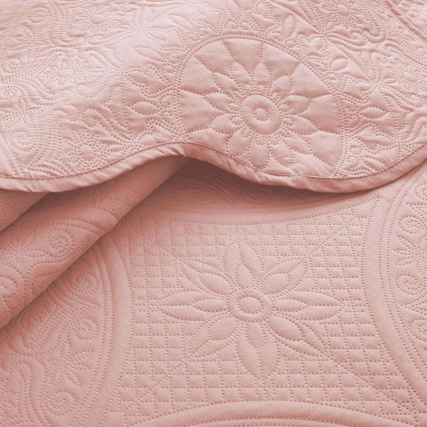 IR Imperial Rooms 8 Pack California King Quilt Bedding Set (118'x106') - Bulk Wholesale for Hotels, Guest Bedroom & Airbnbs - Microfiber Reversible Floral Embossed Quilts Bedspreads (Peach)