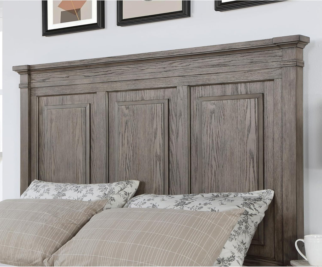 Furniture of America Xephyr Solid Wood 6-Piece Bedroom Set, Queen-Size Bed with Footboard Drawers, Felt-Lined Top & Ball-Bearing Glides, USB Port on Nightstand, Box Spring Required, Warm Gray