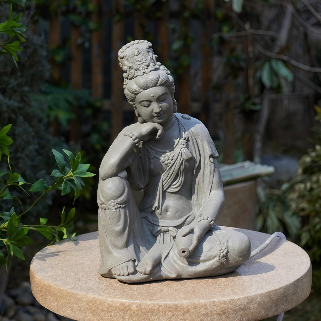 Outdoor Water Fountain Outside, Guan Yin Buddha Garden Fountain, Quan Yin, Kwan Yin, Quan Am, Kuan Yin, Female Buddha Statue, Chinese Decor & Gifts, Chinese New Year Decoration (D)