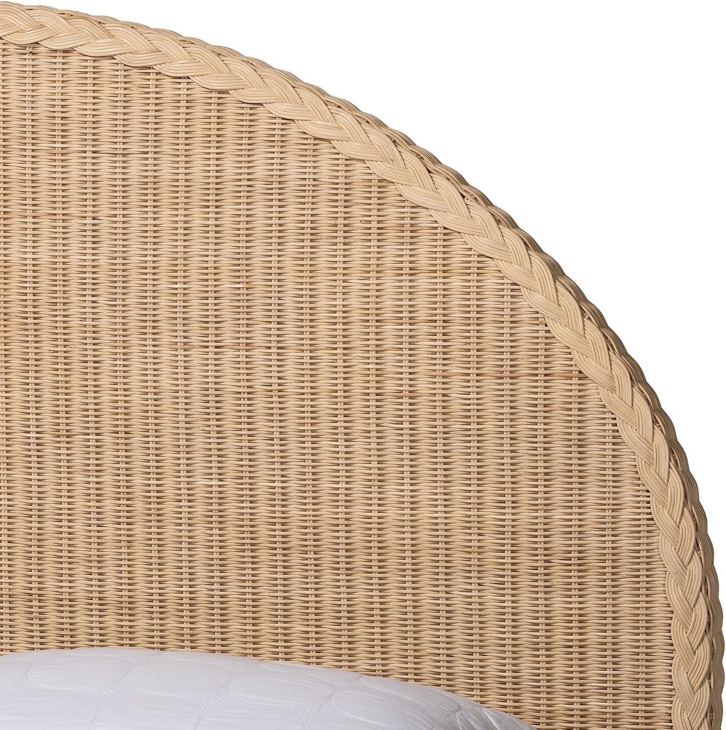 bali & pari Lanica Sun-Bleached Braided Rattan Queen Size 4-Piece Bedroom Set