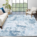 ROYHOME 9x12 Modern Abstract Accent Rug for Living Room Stain Resistant Non Slip Low Pile Accent Bedroom Rug Indoor Floor Cover for Office Home Decor, Blue