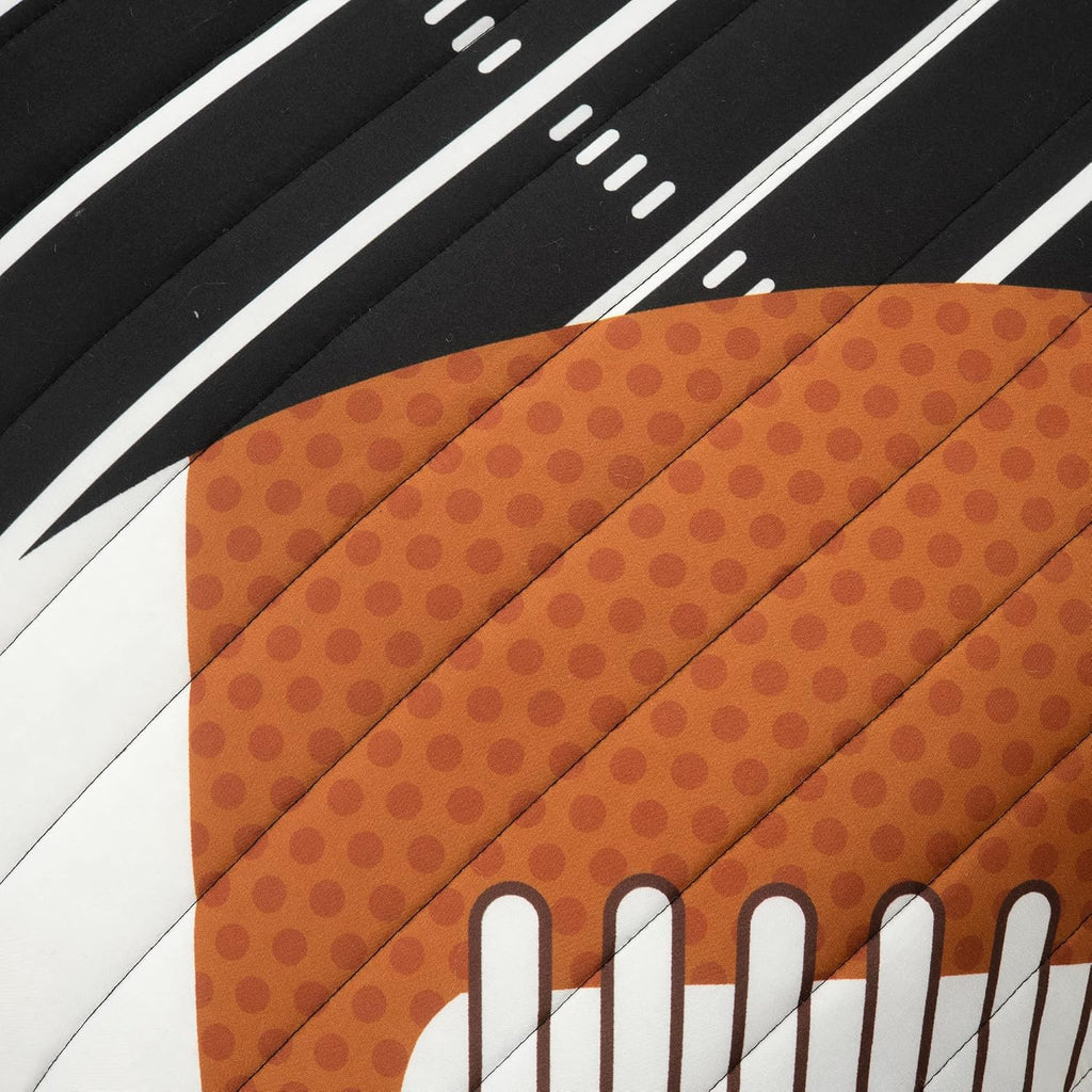 Lush Decor American Football Reversible Quilt Queen Size 5 Piece Set Full/Queen Black & Navy - Kids Bedding Set Queen Quilt - Football Decor
