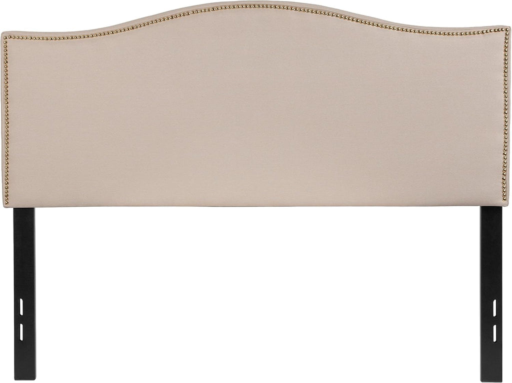 Flash Furniture Lexington Upholstered Full Size Headboard with Accent Nail Trim in Beige Fabric