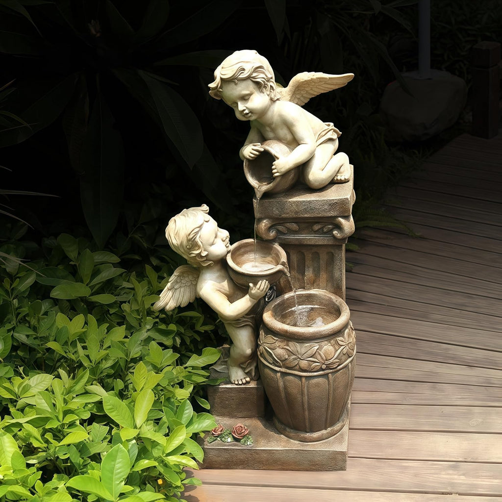 Top Outdoor Water Fountain Outside, Garden Water Fountain Decor for Gardens, Landscaping, Patios, Lawns (Small)