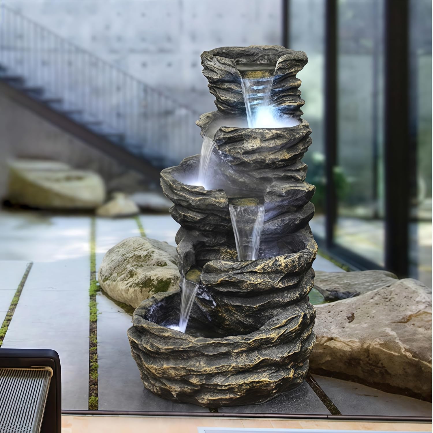 Top Outdoor Water Fountain Outside, Garden Water Fountain Decor for Gardens, Landscaping, Patios, Lawns (Small)